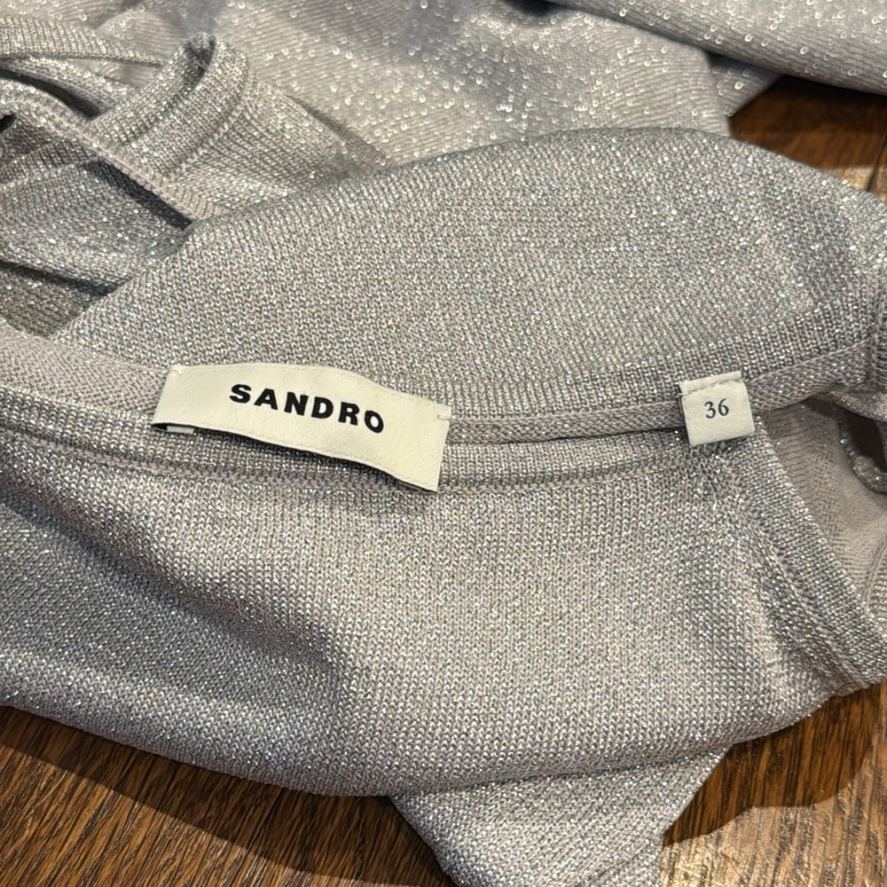 NWOT SANDRO Brunielou sequin-embellished woven mini dress - Picture 7 of 7